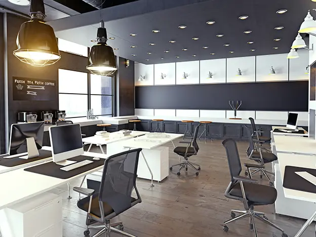 Open office space with optimized layout.