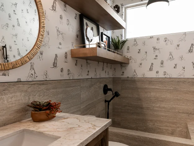 Overall view of the pet washing station showcasing layout and decor