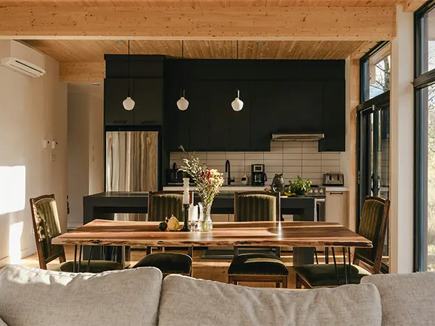 Cozy bedroom with warm lighting and comfortable furnishings